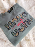 SPLIT APPLIQUE MILITARY SWEATSHIRT